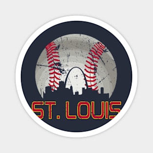 Vintage St.Louis Skyline Baseball Cardinal Party For Gameday Magnet